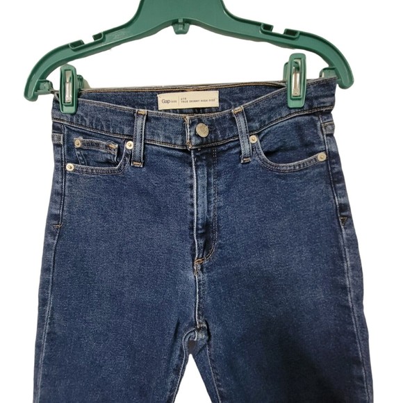 GAP 1969 True Skinny High Rise Blue Stretch Denim Jeans 27R - Picture 2 of 6